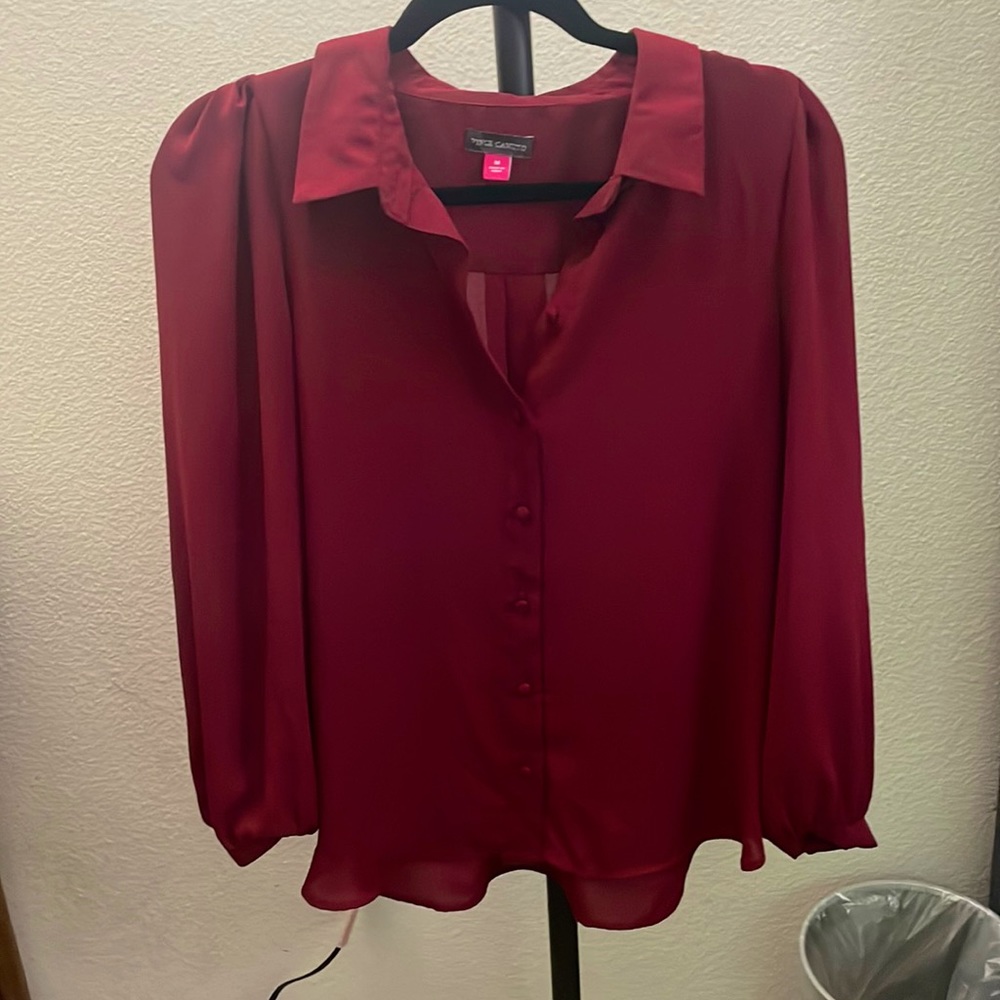 Dark Red Button up Blouse